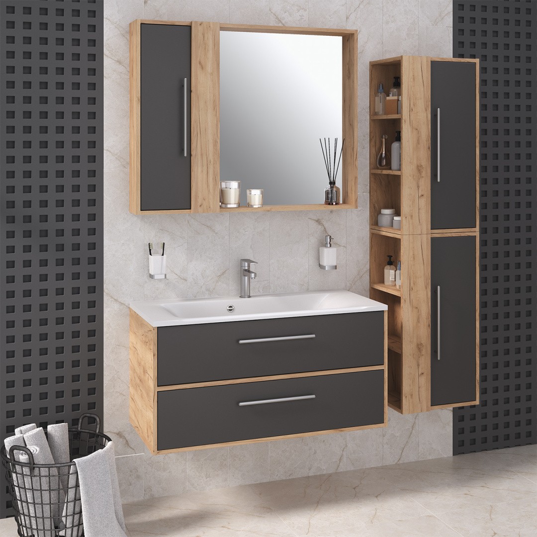 Приобрести aqua de marco тумба подвесная с раковиной melbourne 100 cм. дуб-серый