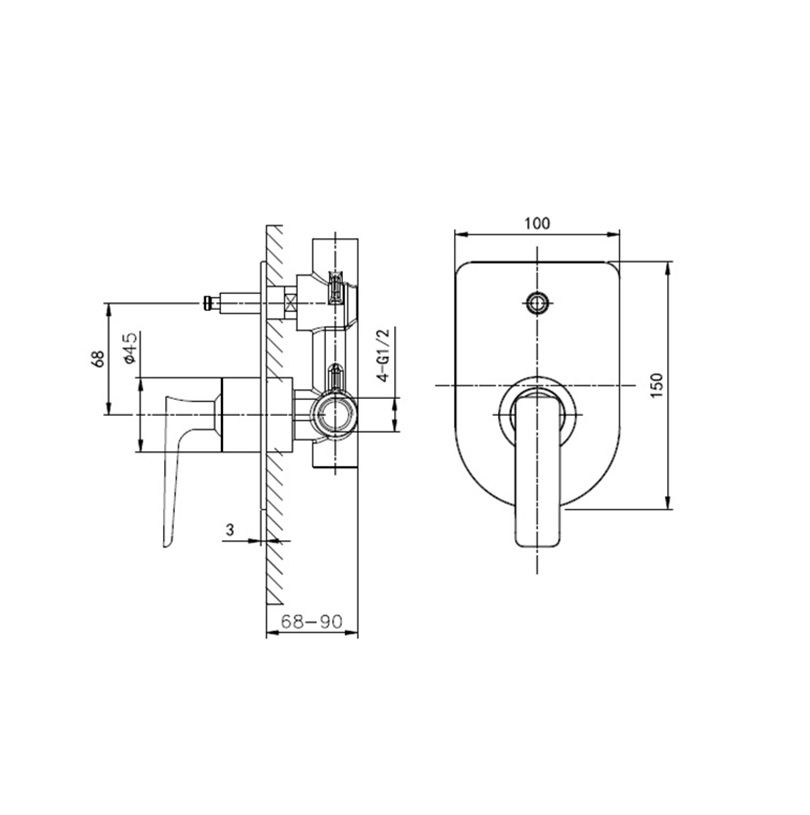 Приобрести смеситель для душа встраиваемый wonzon & woghand shark, хром (ww-483700-cr)