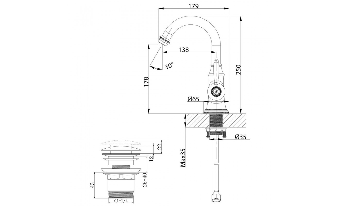 Приобрести lemark смеситель для раковины spark с донным клапаном, бронза lm6707rg