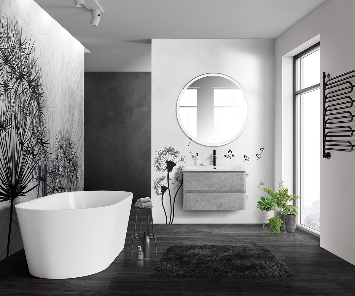 Приобрести belbagno тумба с раковиной albano 80 см, подвесная cemento verona grigio, белая раковина