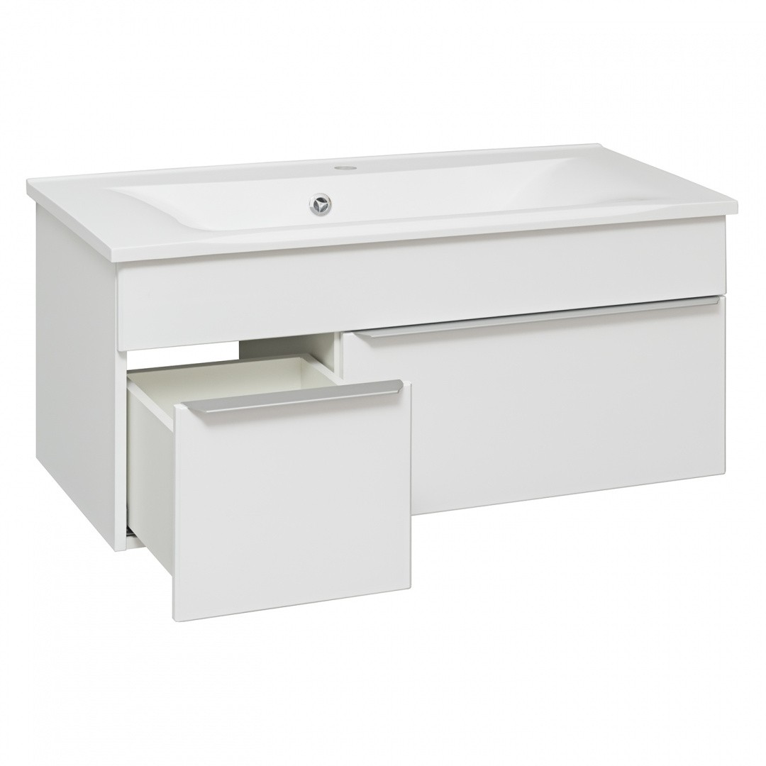 Приобрести aqua de marco тумба подвесная с раковиной axioma 100см, один ящик, белый 2100wgaxi/h; r-um-com100/1
