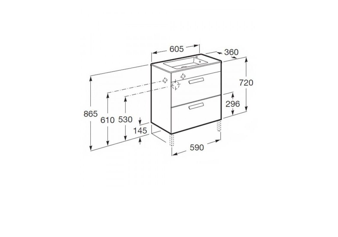Приобрести раковина мебельная roca debba unik 60 см, 7.3279.9.h00.y