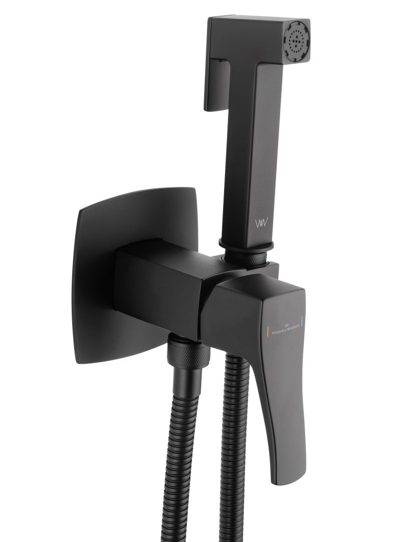 Приобрести смеситель с гигиеническим душем встраиваемый wonzon & woghand flex, черный матовый (ww-88829072-mb)