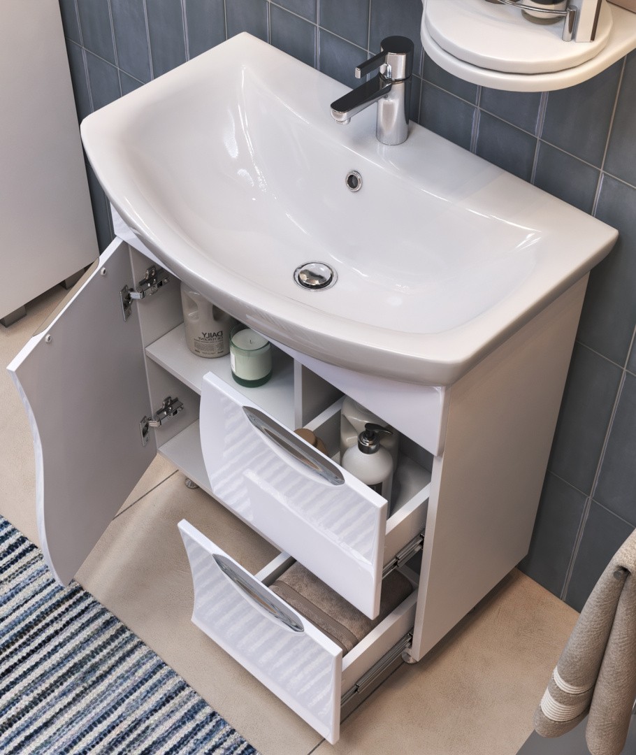 Приобрести vigo тумба с раковиной callao 70см, 2 ящика, 1 дверца, напольная, белая tn.cal.bal.70.1d.2y