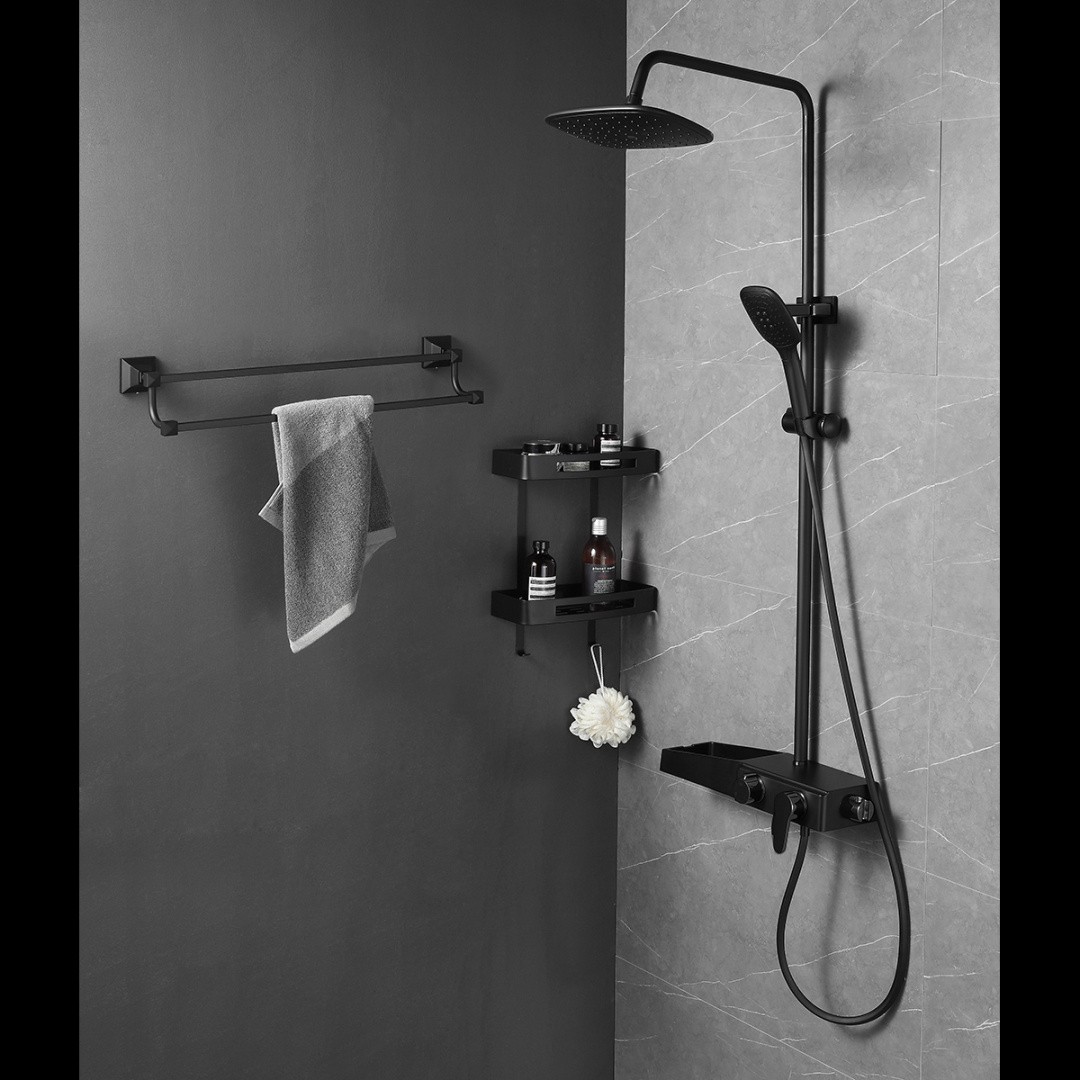 Приобрести душевая система azario с поворотным изливом, черный az-801-2b