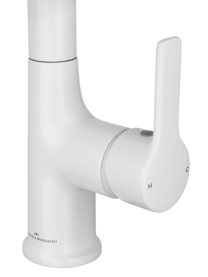 Приобрести смеситель для раковины с выдвижным изливом wonzon & woghand, белый матовый (ww-fe01l212-mw)