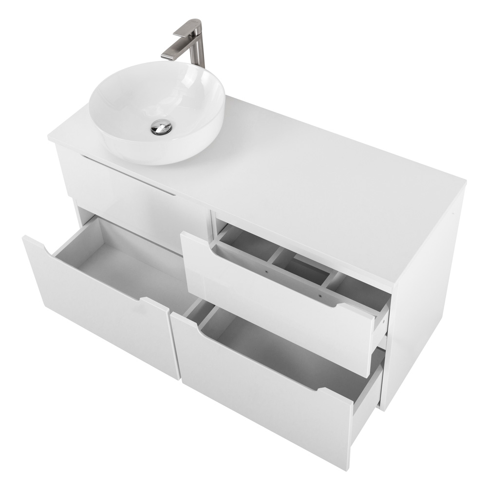 Приобрести belbagno тумба со столешницей etna-h60 120 см, подвесная bianco lucido, раковина слева