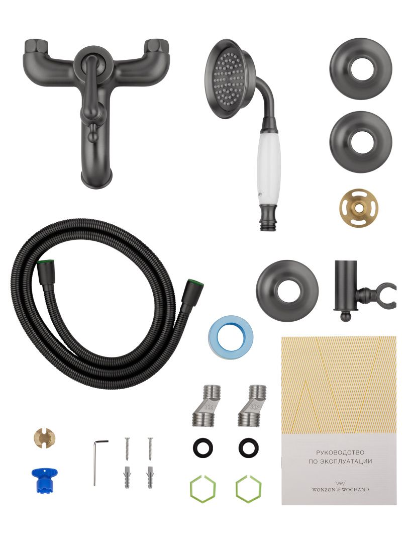 Приобрести смеситель для ванны с душем wonzon & woghand steam, темный графит (ww-88639008-bgm)