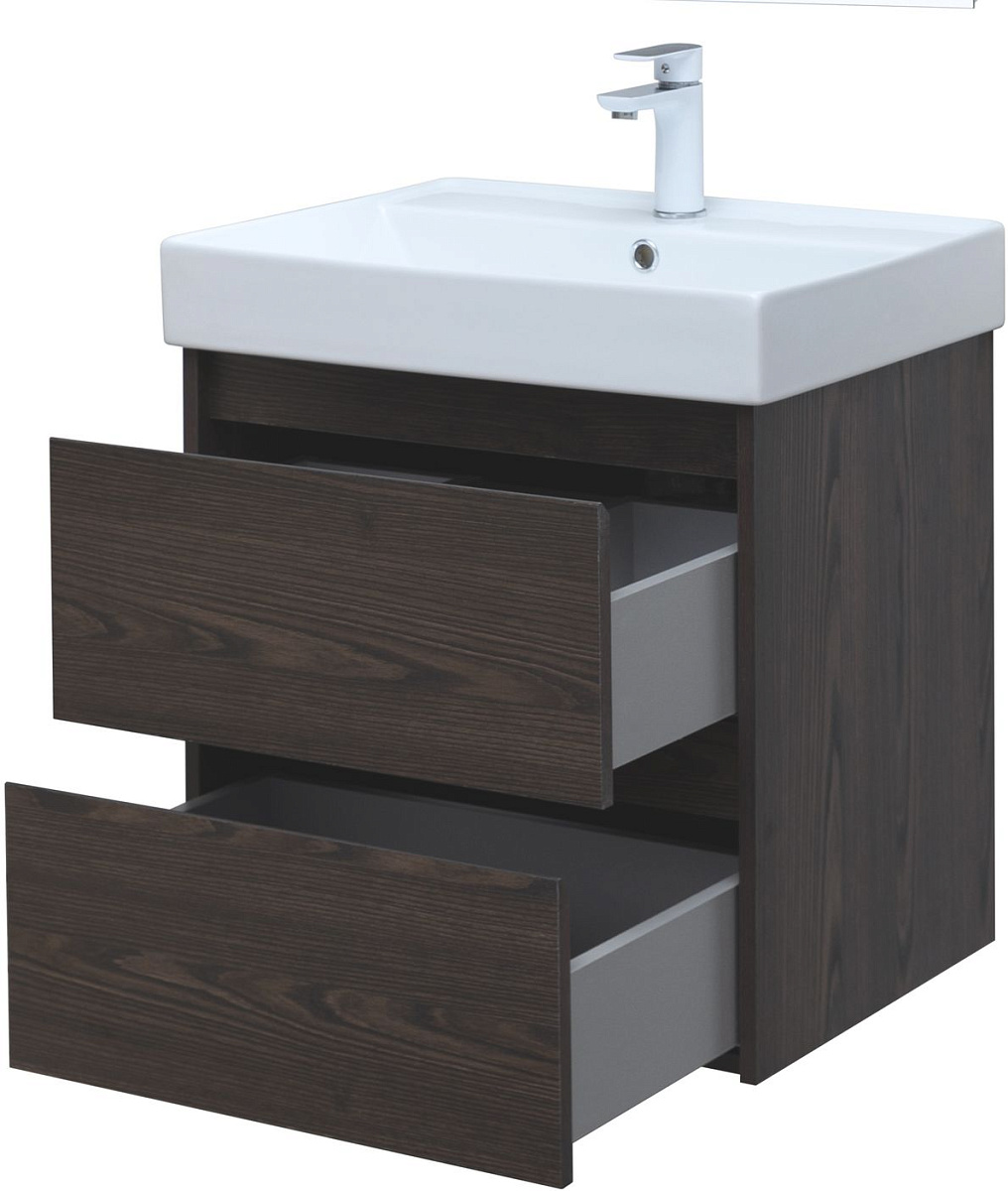 Приобрести aquanet тумба с раковиной nova lite 60 см, дуб черный (2 ящика)