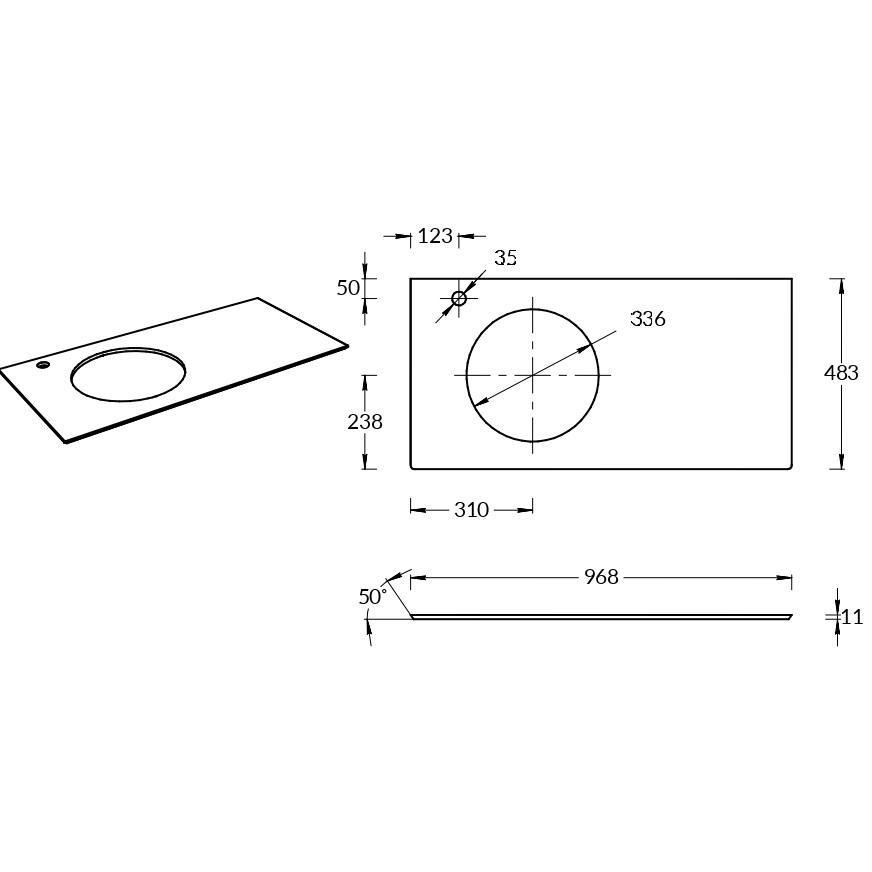 Приобрести столешница kerama marazzi cono onice синий с отверстием под смеситель