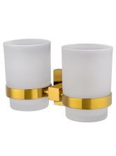 Два стакана для зубных щеток с держателем WONZON & WOGHAND POLO, Темное золото (WW-8928-DG)