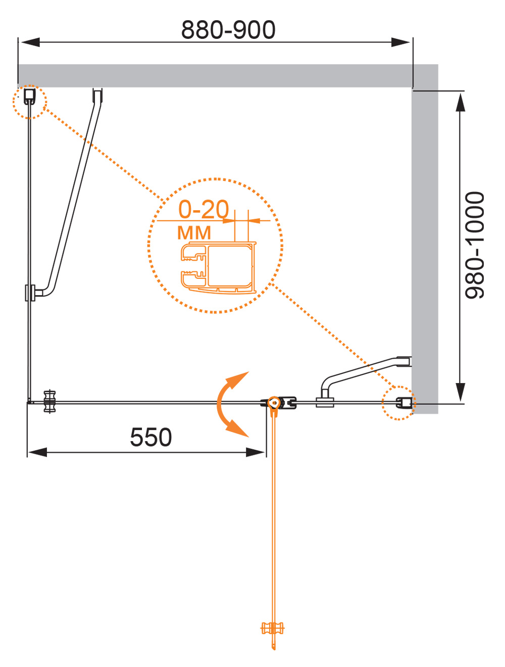 Приобрести cezares душевое ограждение elena 90х100 см, хром elena-w-ah-1-90/100-p-cr-r
