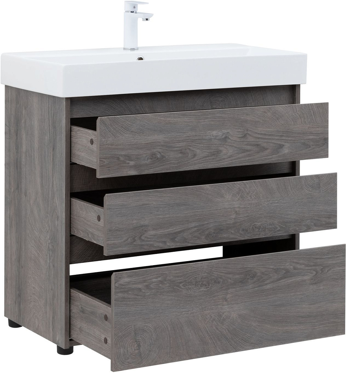 Приобрести aquanet тумба с раковиной nova lite 85 см, дуб рошелье (3 ящика)