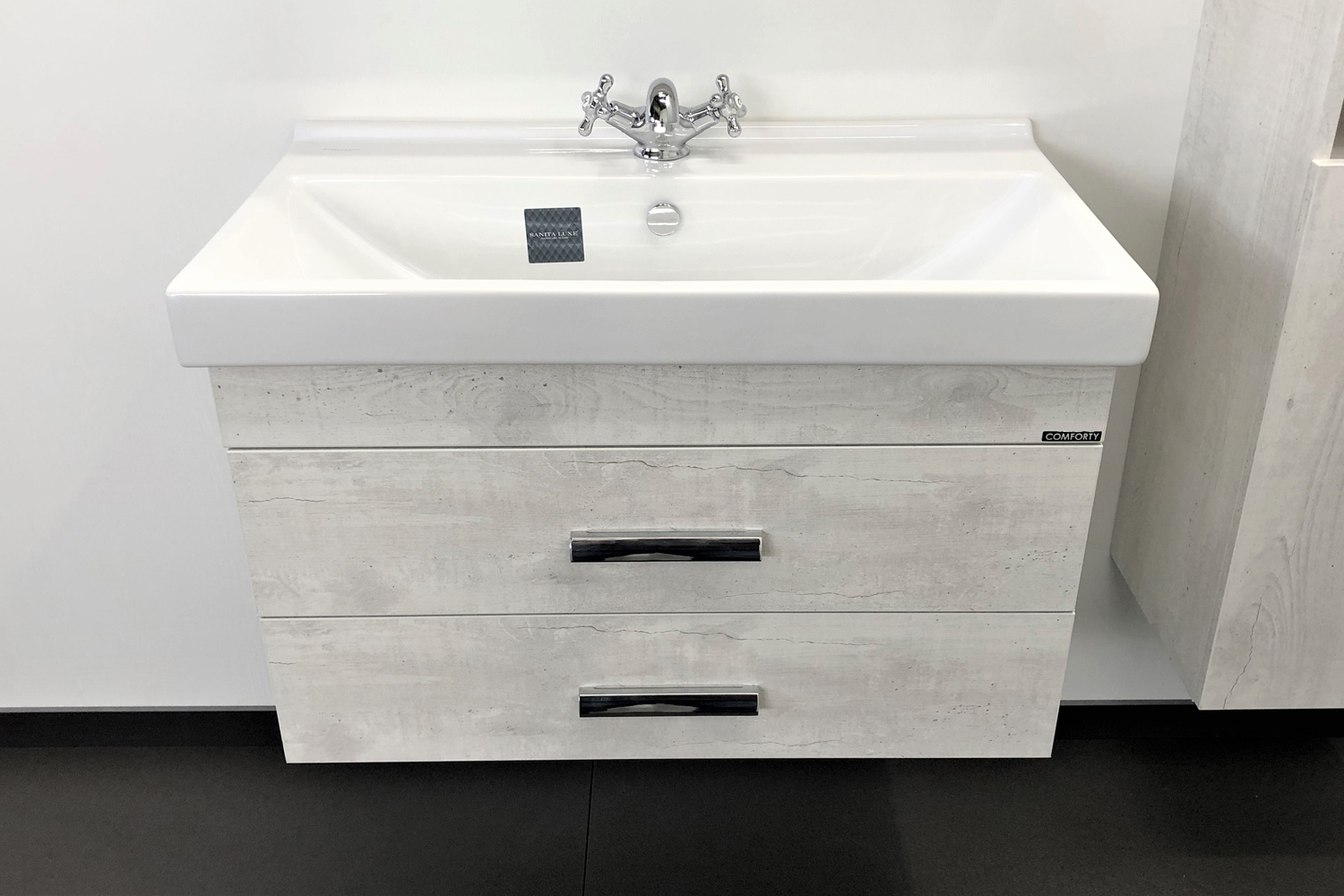 Приобрести сomforty тумба с раковиной "никосия-80п" дуб белый