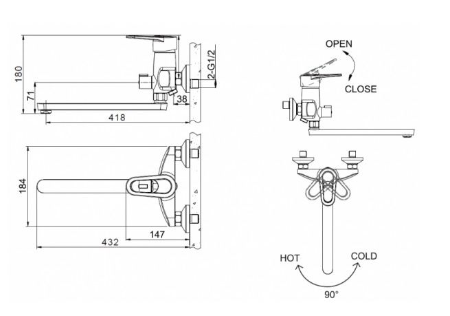 Приобрести смеситель для ванны bravat loop f6124182cp-02l-rus