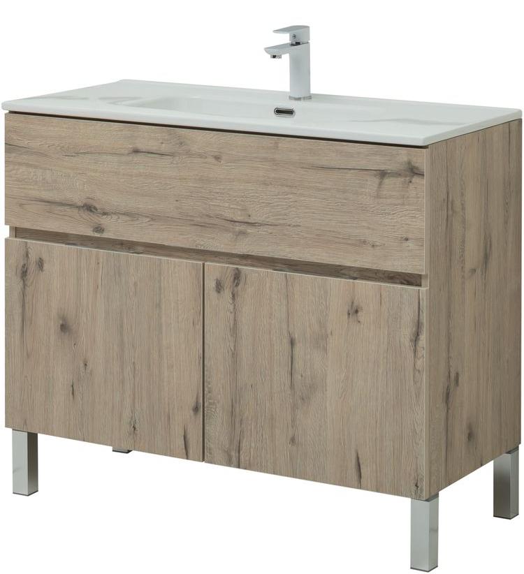 Приобрести aquanet тумба с раковиной алвита new 100 см, 1 ящик, 2 дверцы, дуб веллингтон белая