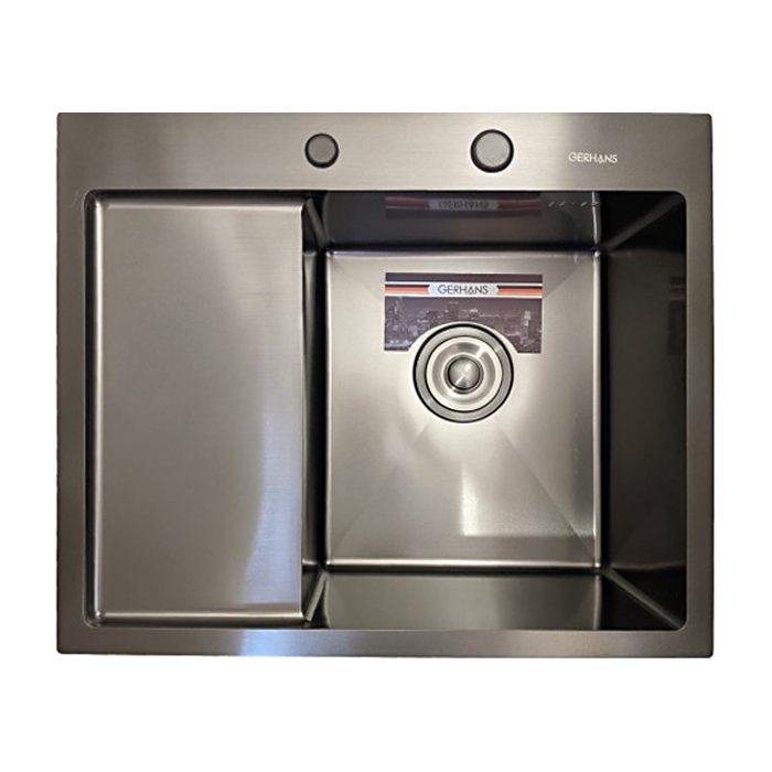 Приобрести gerhans кухонная мойка 58х48 см, правосторонняя, графит