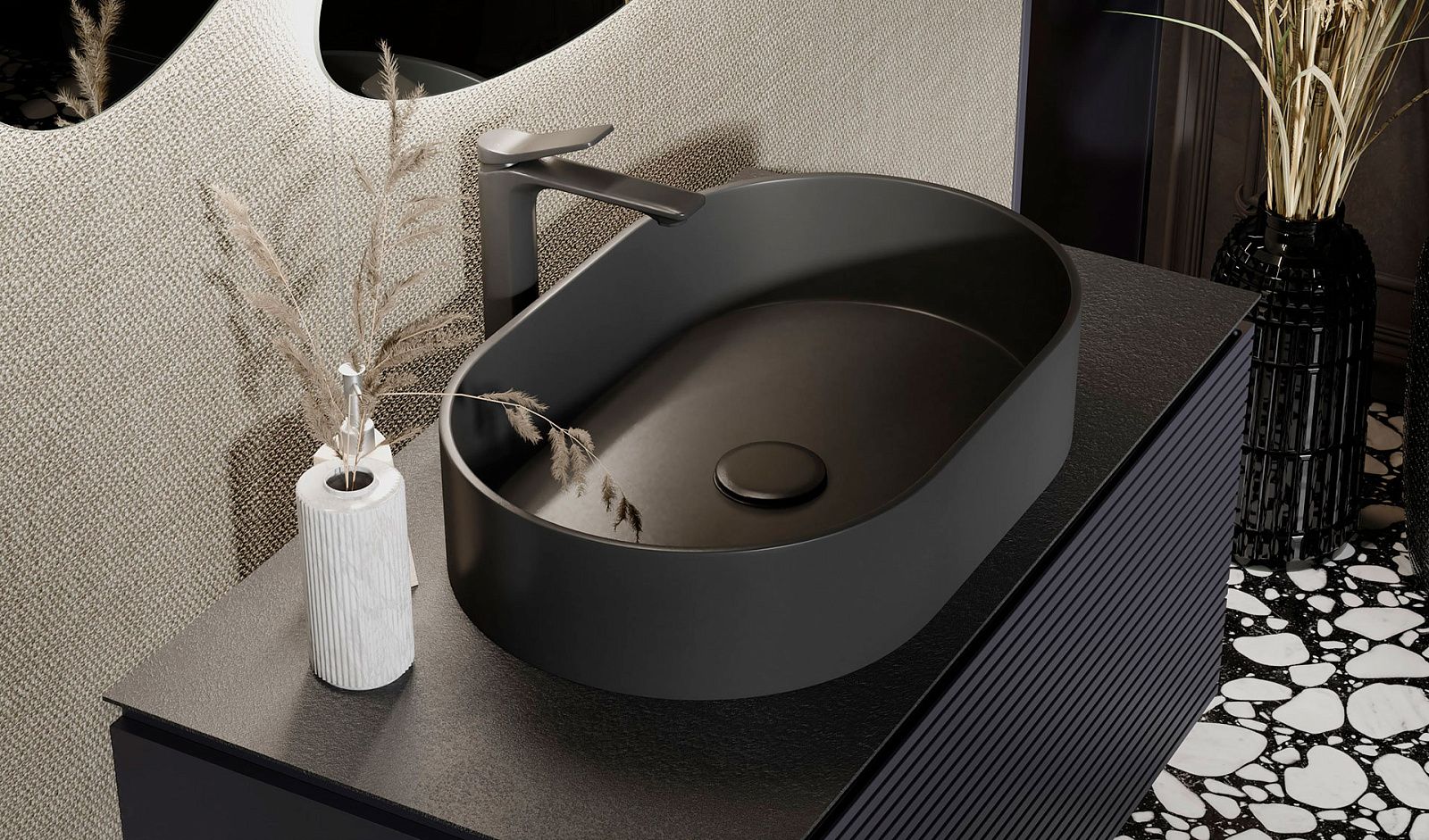 Приобрести jorno тумба подвесная stone 100 см со столешницей, антрацит