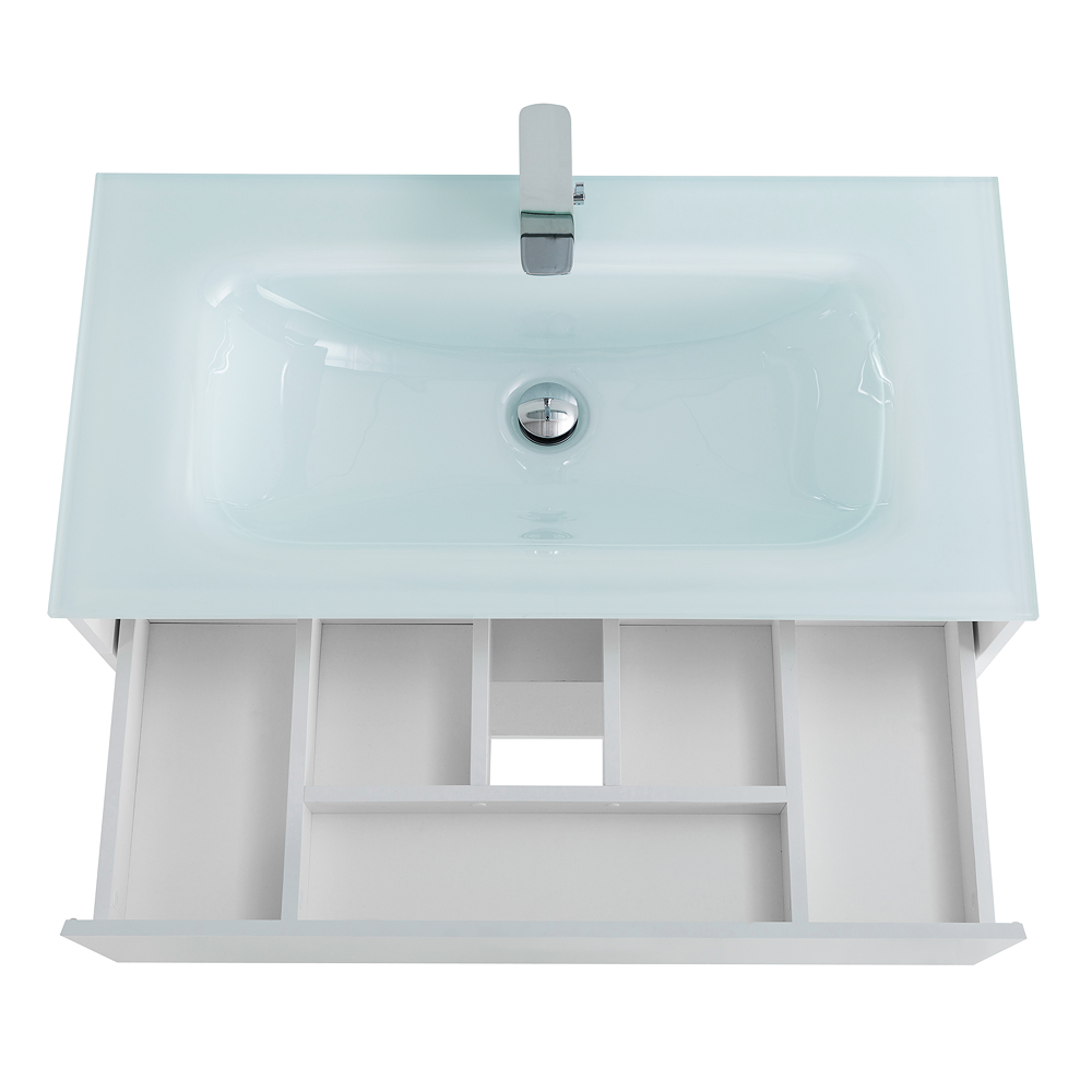 Приобрести belbagno тумба с раковиной kraft 100 см, с одним ящиком и полкой, подвесная bianco opaco, стеклянная раковина