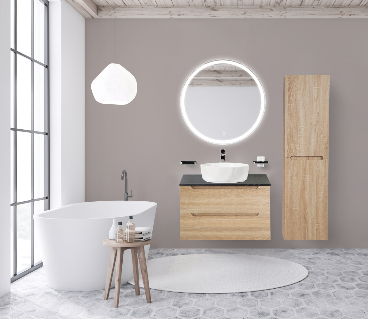 Приобрести belbagno тумба со столешницей etna 100 см, подвесная rovere bianco