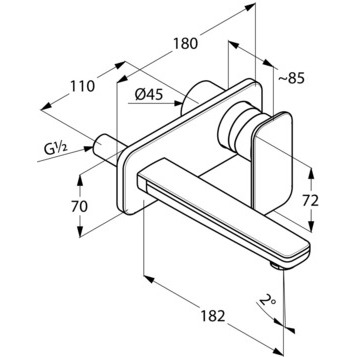 Приобрести kludi e2 настенный смеситель для раковины, 180 мм