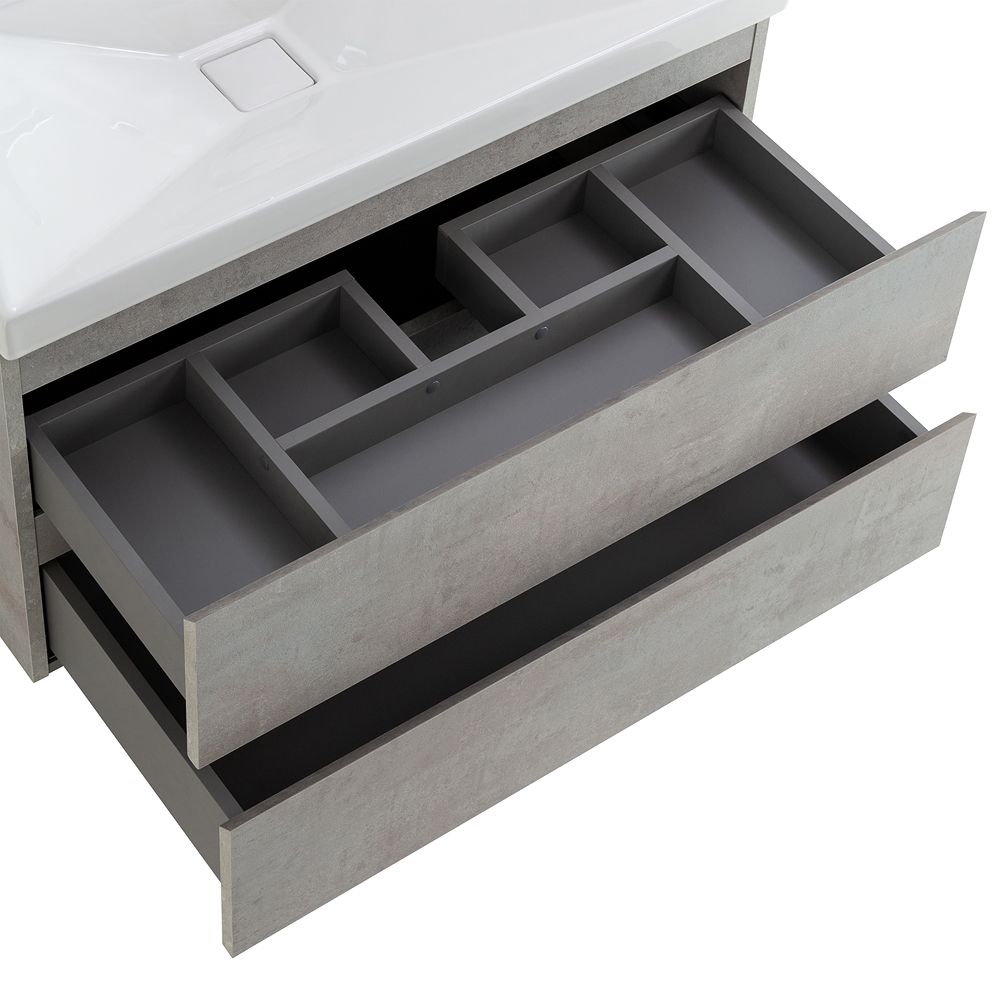 Приобрести cezares тумба подвесная с раковиной molveno 90 см beton, бетон molveno-90-2c-so-bet