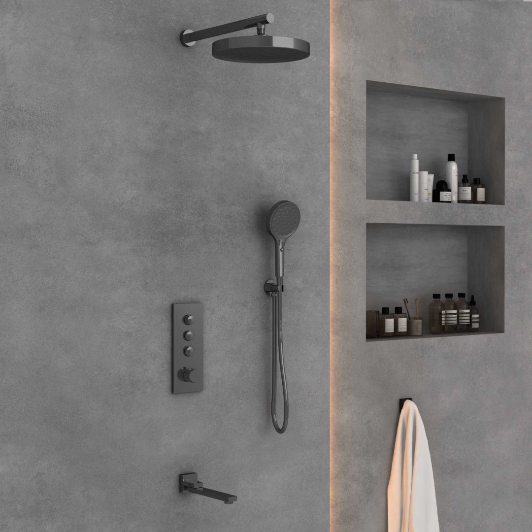 Приобрести vincea встраиваемая душевая система с термостатом, оружейная сталь vsfw-432t1gm