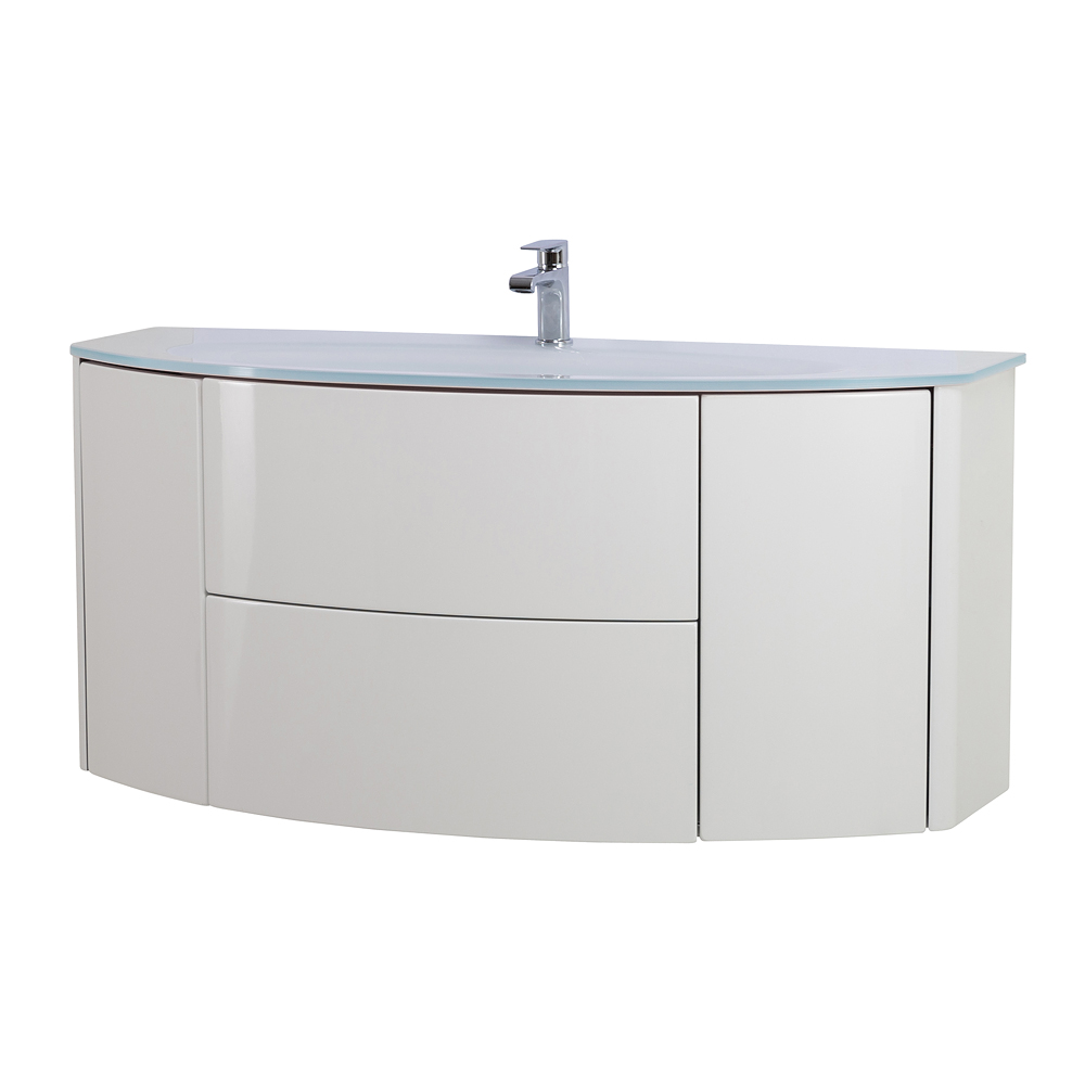 Приобрести cezares тумба подвесная с раковиной eden 121 см bianco lucido, стекло, белая 54861