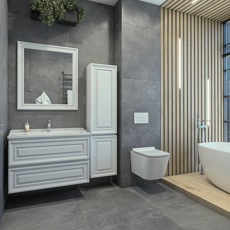 Приобрести caprigo тумба с раковиной подвесная ponza 90 см, белая 13523-в231