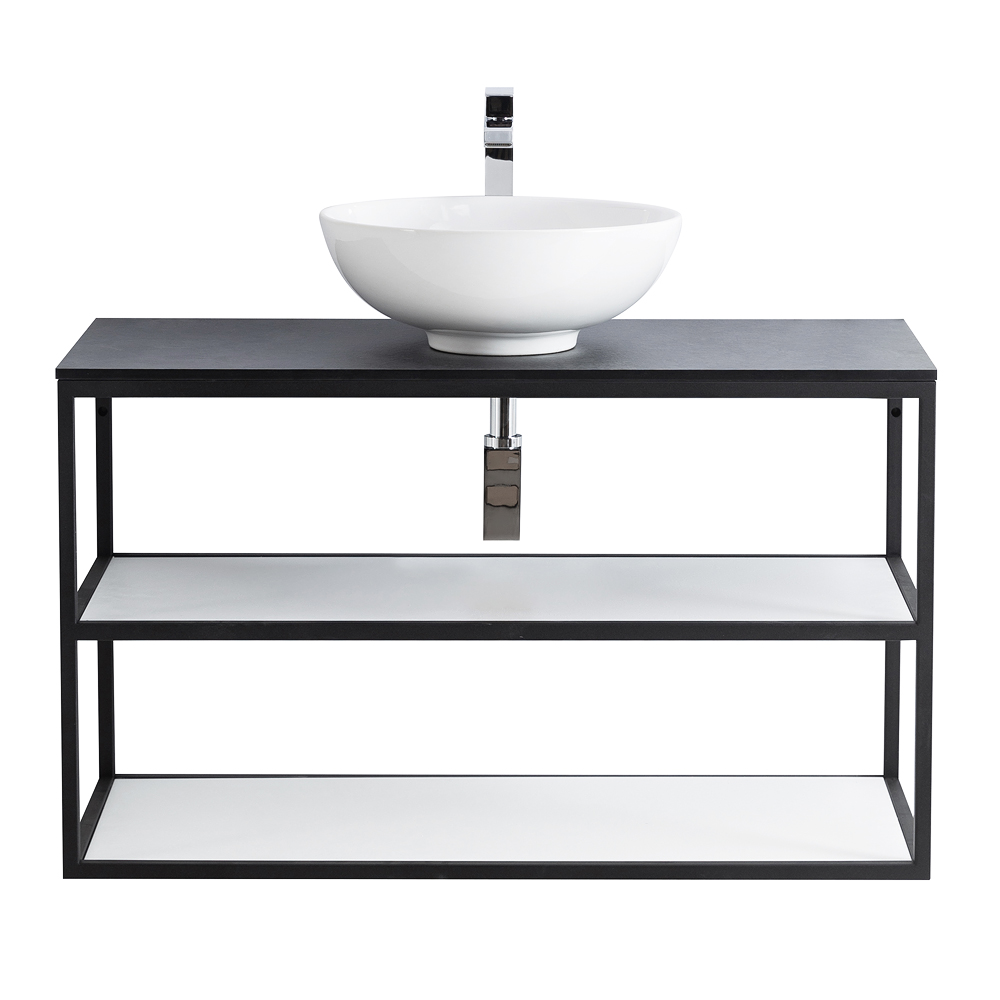 Приобрести cezares тумба подвесная с раковиной cadro 100 см см, двухярусная nero, черная cadro-100/46/58-2c-so-met-st