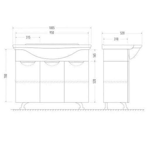 Приобрести mirsant тумба напольная камилла 100\3 100 см с раковиной эльбрус 100, белая ут000008501