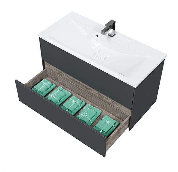 Приобрести sole тумба подвесная ultra 100 см с раковиной premier 100, серая матовая ут000068499