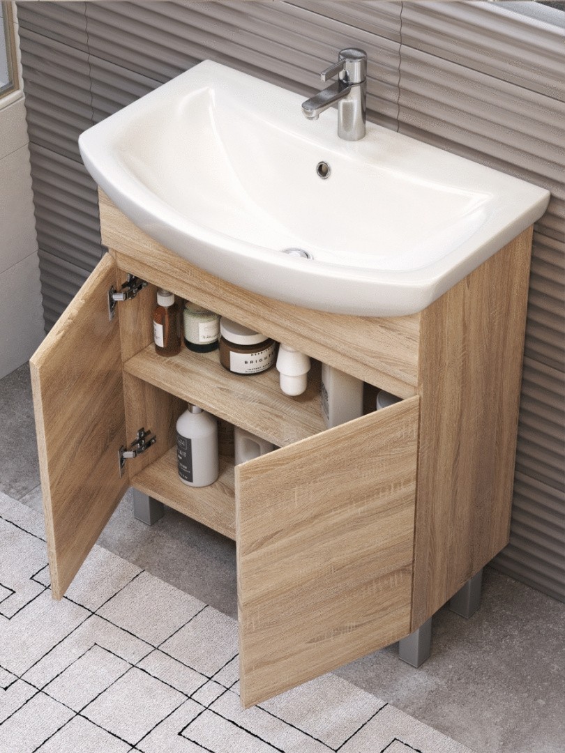 Приобрести vigo тумба с раковиной wing 70см, 2 дверцы, напольная, дуб сонома tn.win.bal.70.2d дуб сонома