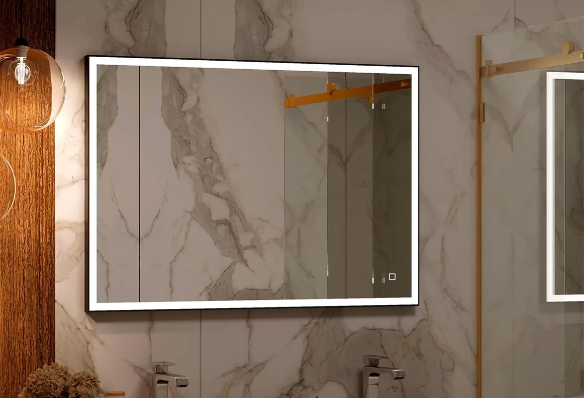 Приобрести continent зеркало с подсветкой solid black 100х80 см, черное