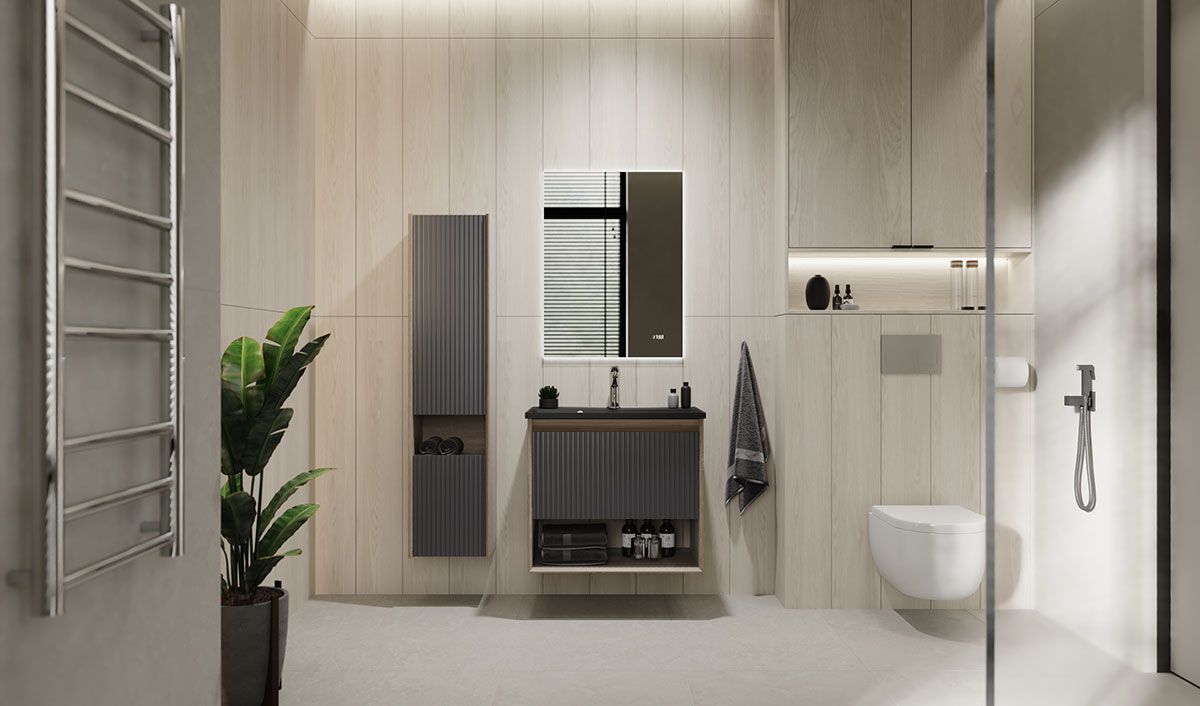 Приобрести jorno тумба подвесная tossony 70 см, антрацит\дуб самдал