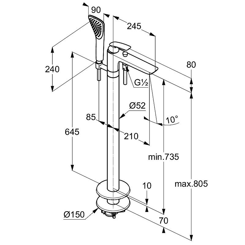 Приобрести kludi смеситель для ванны balance dn 15 , напольный, хром 525900575
