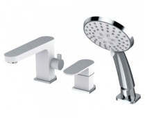 Смеситель на борт ванны ViEiR Camomilla, 3 -отверстия, белый\хром V283532F