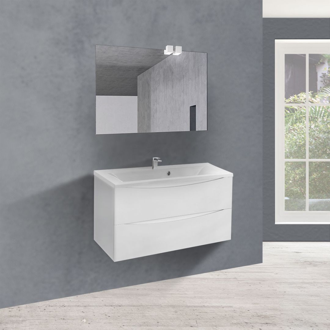 Приобрести vincea тумба подвесная mia 90 см, белая с белой раковиной vmc-2ma900gw;vcb-3m900w