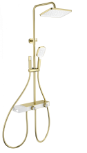 Душевая система с техническим душем WONZON & WOGHAND Shelf, Брашированное золото (WW-B4161-BG)