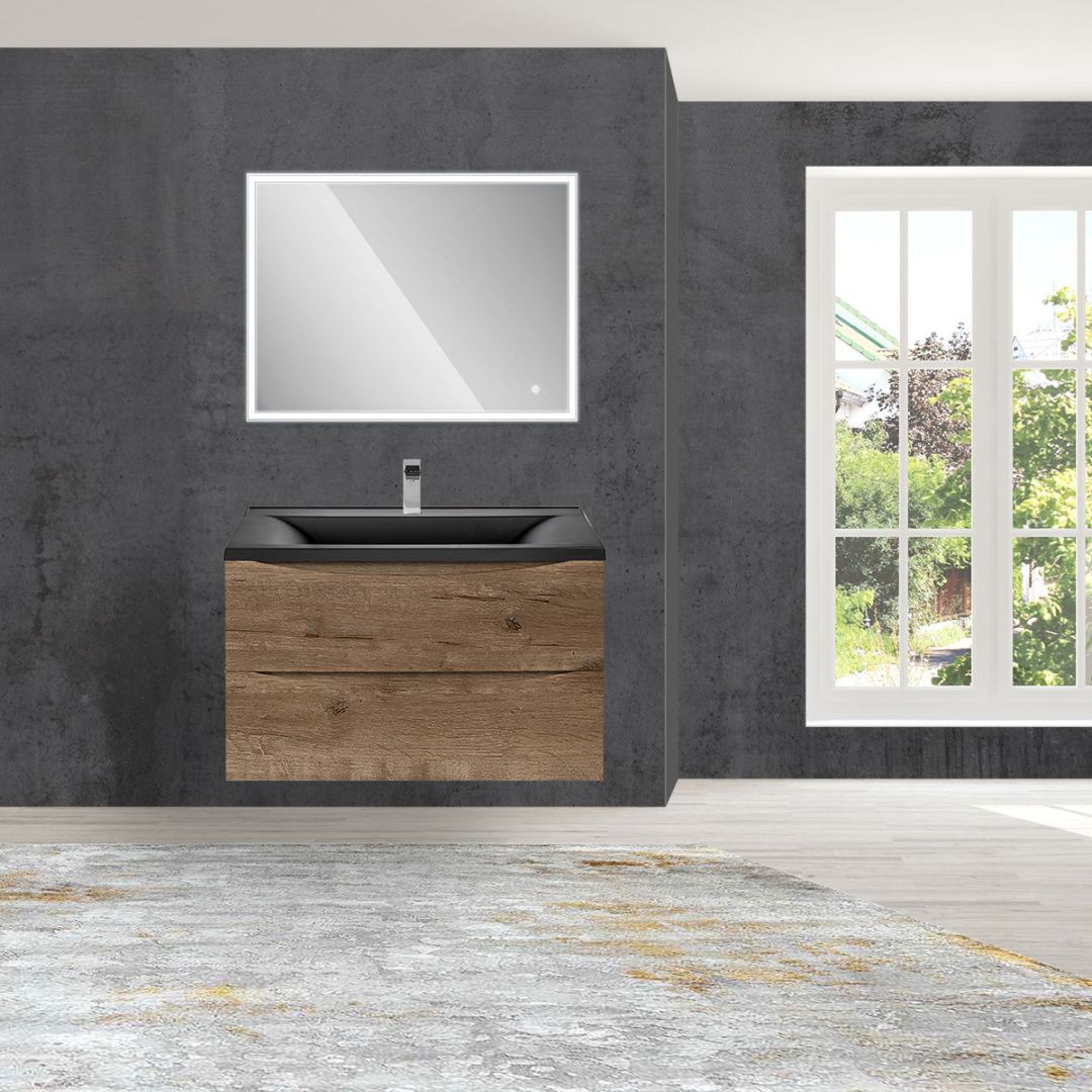 Приобрести vincea тумба подвесная mia 80 см, дуб винтаж с черной матовой раковиной vmc-2ma800vo;vcb-3m800b