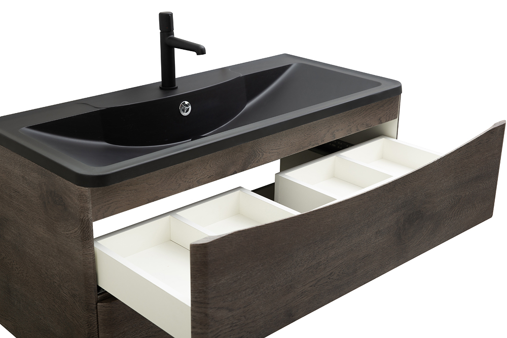 Приобрести belbagno тумба с раковиной acqua 100 см, подвесная rovere nature grigio, чёрная раковина