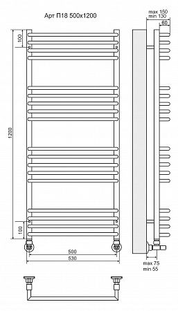 Приобрести terminus полотенцесушитель арт п18 50х120 см, водяной, хром