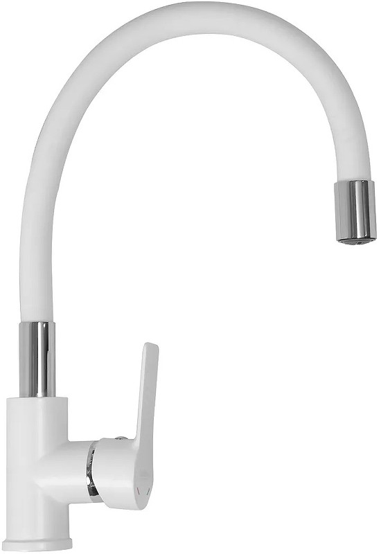 Приобрести haiba смеситель для кухни 396 мм, гибкий излив, белый\хром hb-70113-8