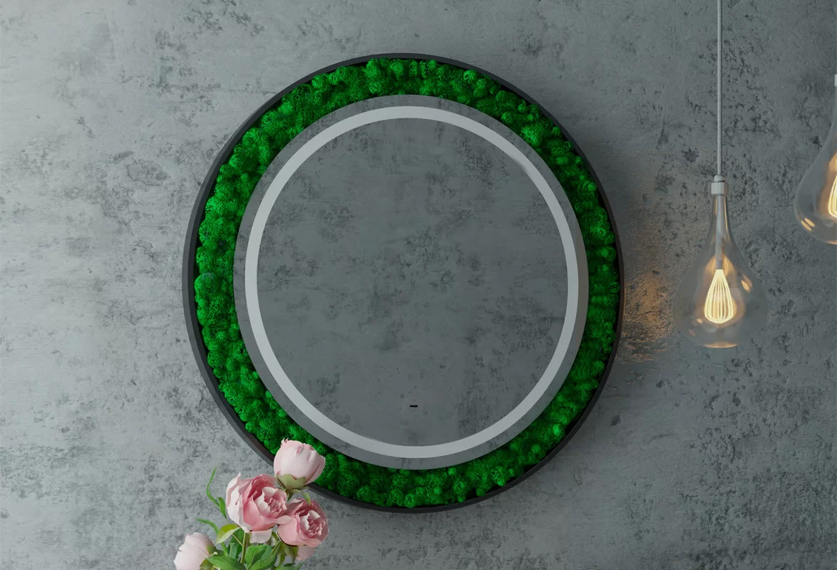 Приобрести continent зеркало с подсветкой forest 80х80 см, натуральный стабилизированный мох