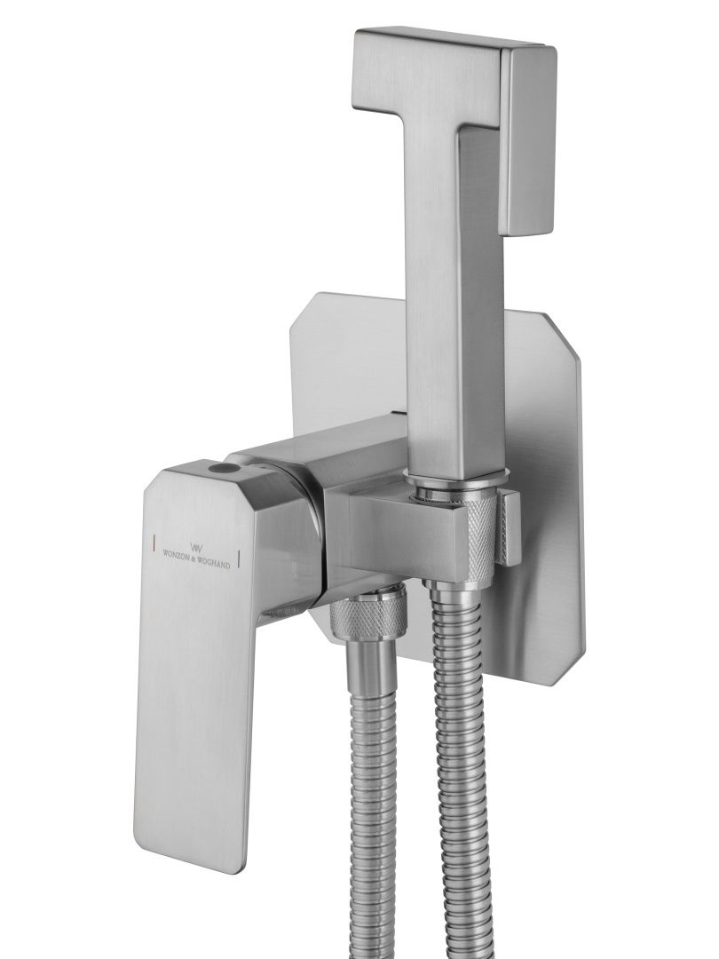 Приобрести смеситель с гигиеническим душем встраиваемый wonzon & woghand diamond, брашированный никель (ww-88829011-bn)