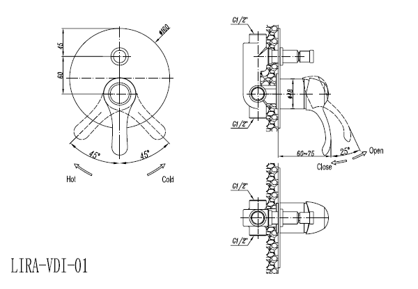 Приобрести cezares смеситель скрытого монтажа lira, двухпозиционный, золото lira-c-vdim-03
