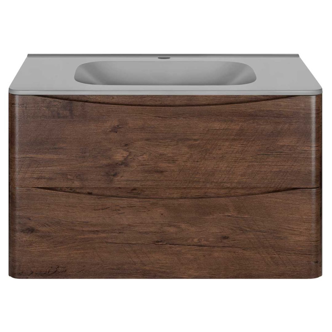 Приобрести vincea тумба подвесная paola 80 см, темное дерево с серой матовой раковиной vmc-2p800rw;vcb-2vp800g