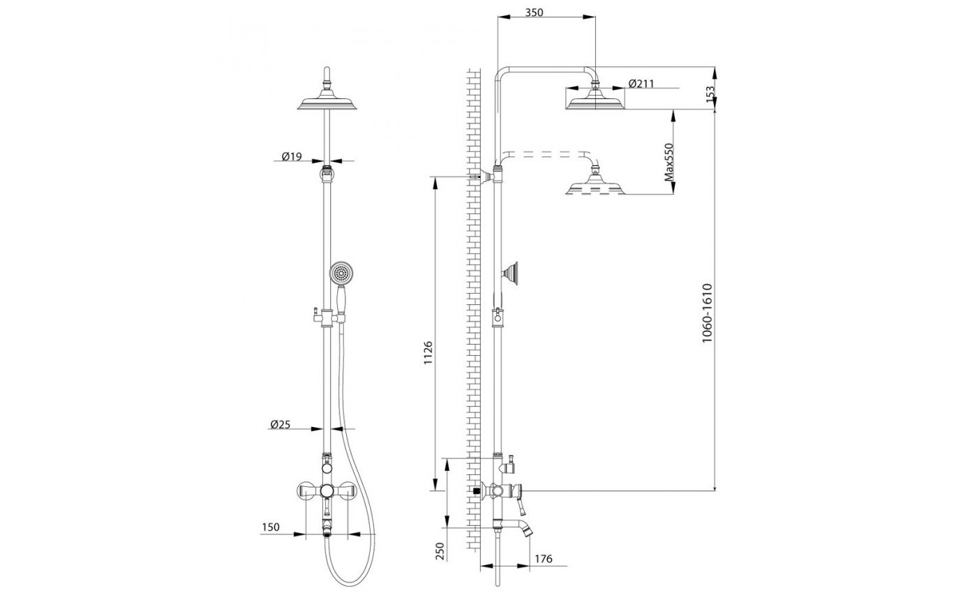 Приобрести lemark душевая система peretto, черный lm6362rb