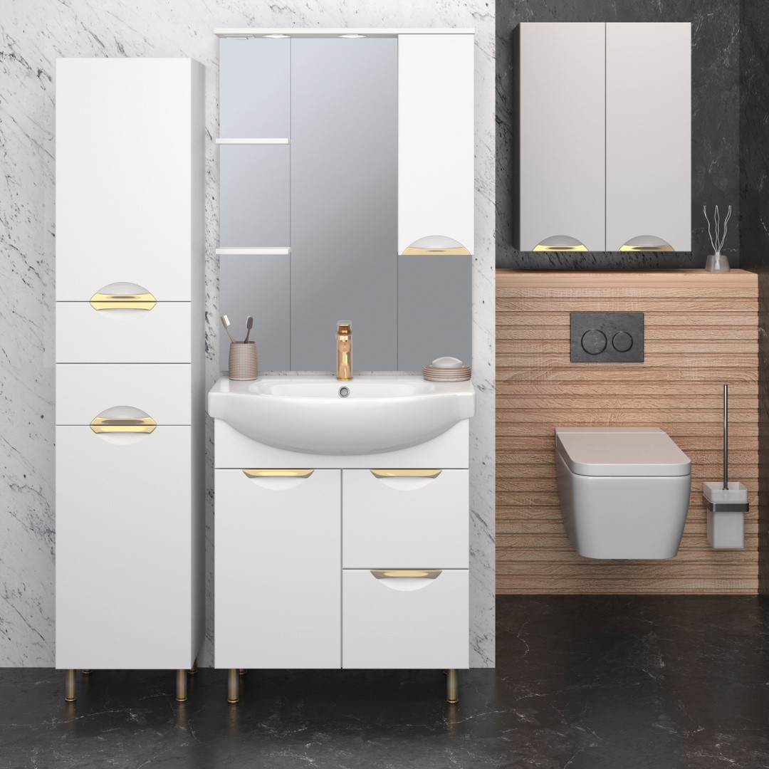 Приобрести aqua de marco зеркало-шкаф eleganse 75 см, правое, белый\золото 1075cgele/r