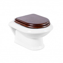 CEZARES Подвесной унитаз KING PALACE с деревянным сиденьем микролифт, белый\орех\бронза